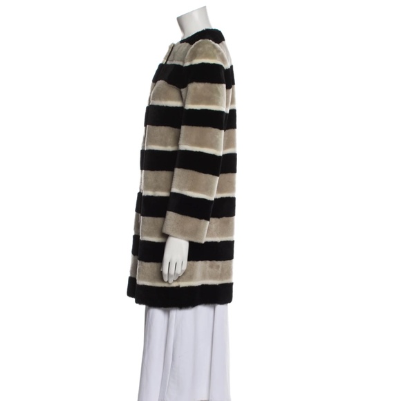 Max Mara Lamb Fur Colorblock Pattern Fur Women's Coat Size: XS - Picture 2 of 3
